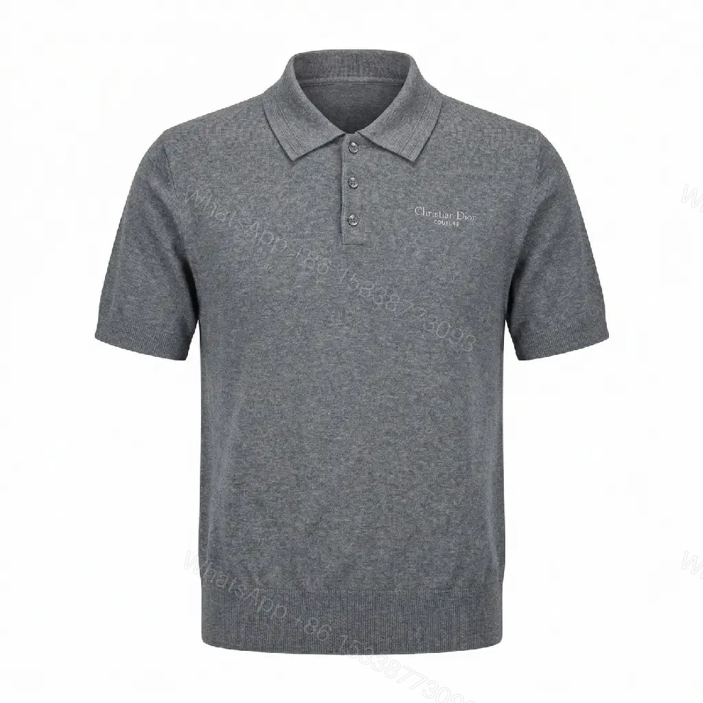 View 7 of Polished Knit Polo: Subtle Dior-Couture Texture Polo Shirt