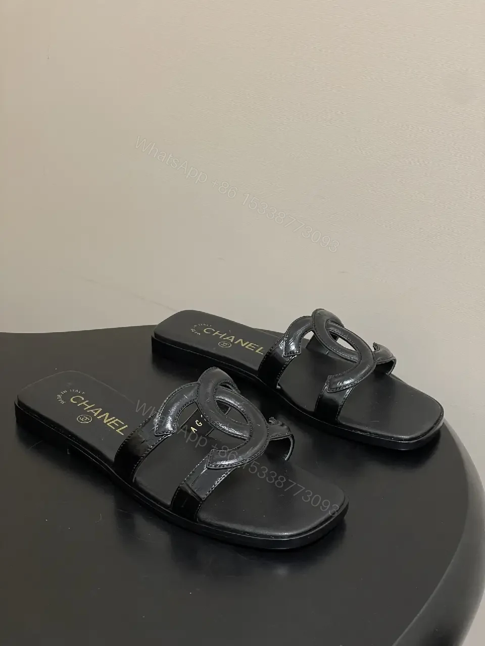 View 8 of Chic Leather Sandals: Minimalist, Cushioned, Black, Unisex Slips-ons