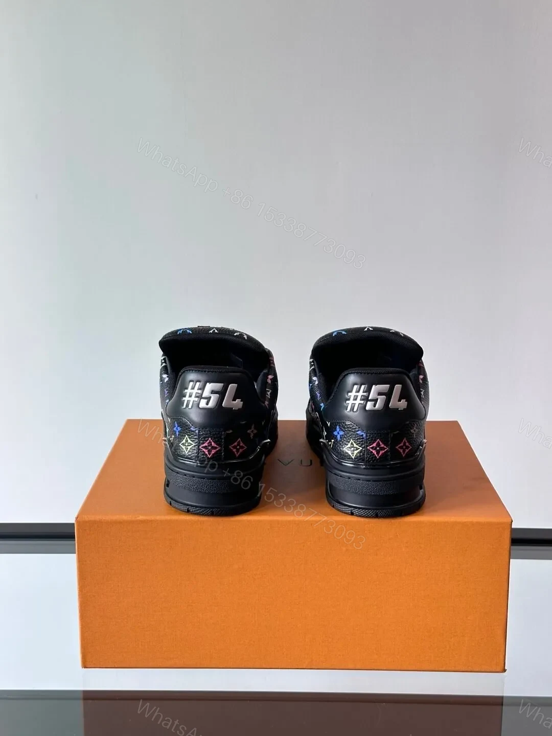 View 5 of LV Men Black Multicolor Leather Sneakers