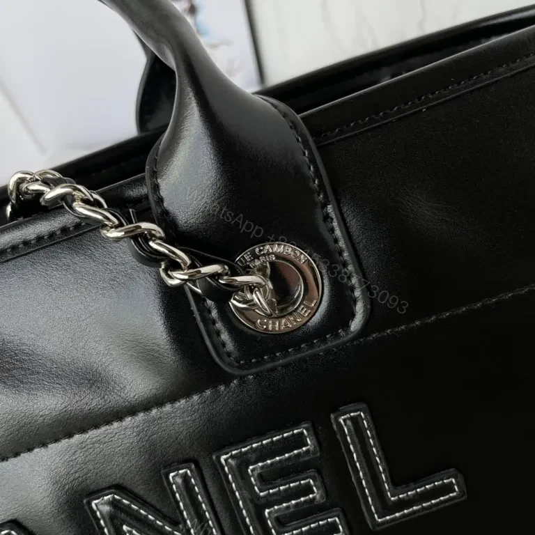 View 9 of Chic Parisian-Style Tote: Faux Leather, Chain-Strap Luxe Tote