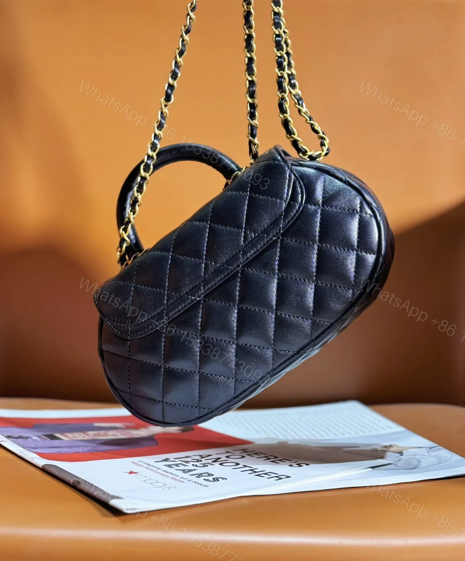 View 2 of Chanel 24C Top Handle Flap Bag in Black Lambskin