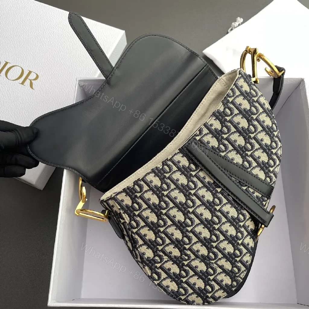 View 9 of Chic Saddle Bag: Monogram Jacquard, Leather Trim, Gold Hardware, Everyday Versatility