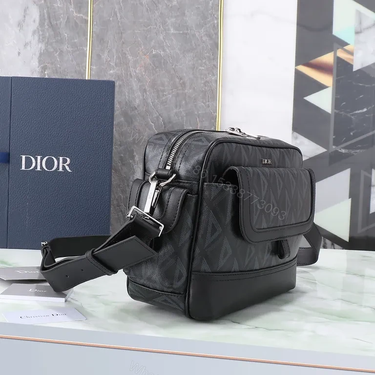 View 5 of Structured Iconic Crossbody: Black/Gray Premium Geometric Texture Tote Bag
