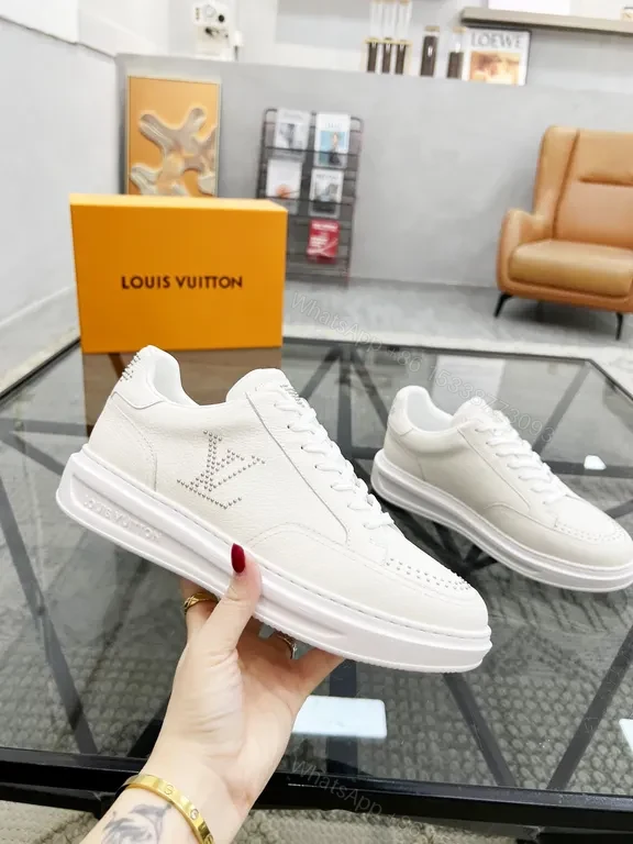 View 6 of White Leather Sneakers: Premium, LV-Inspired Luxury Casual Shoes