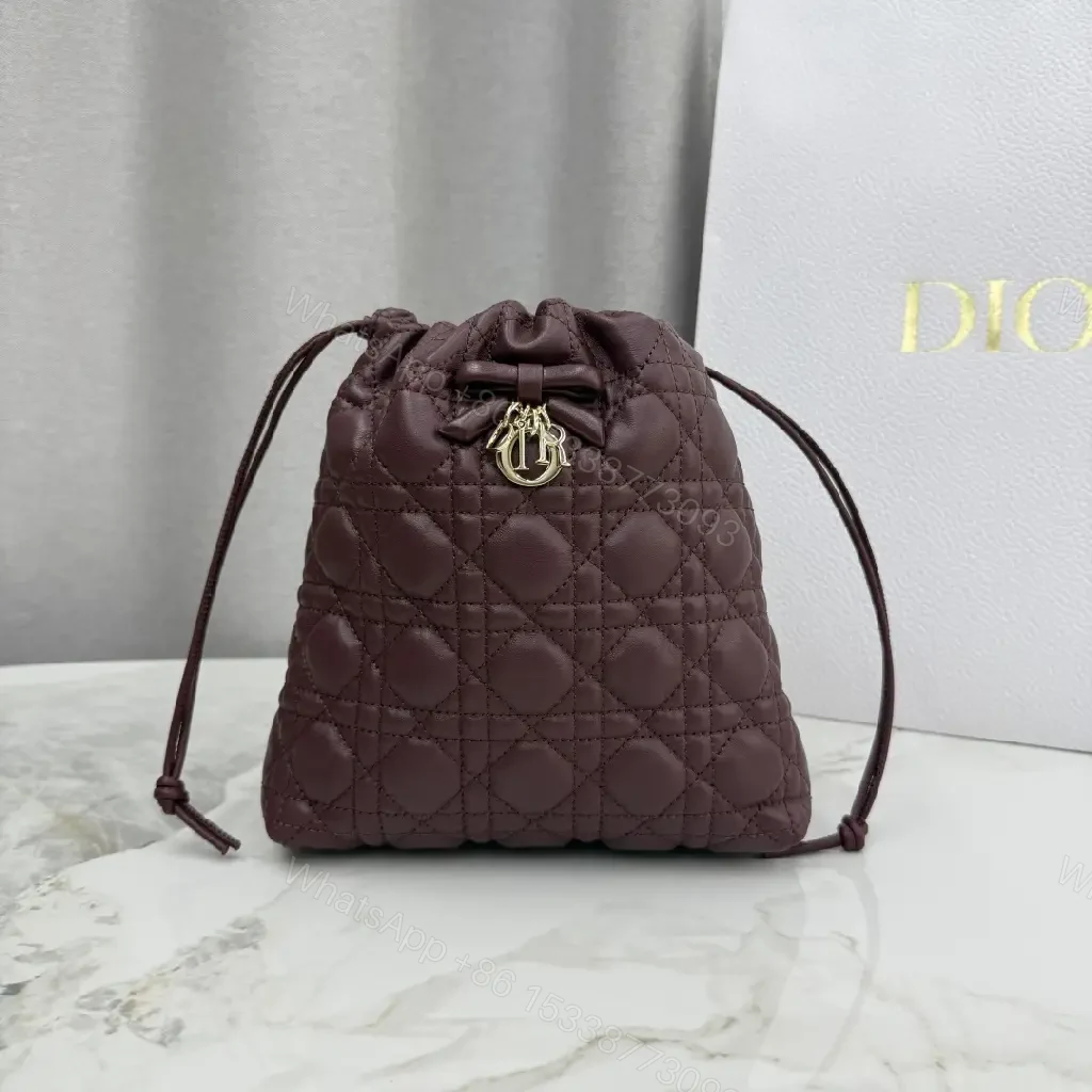 View 3 of Burgundy Quilted Drawstring Bag — Luxe Texture, Everyday Chic