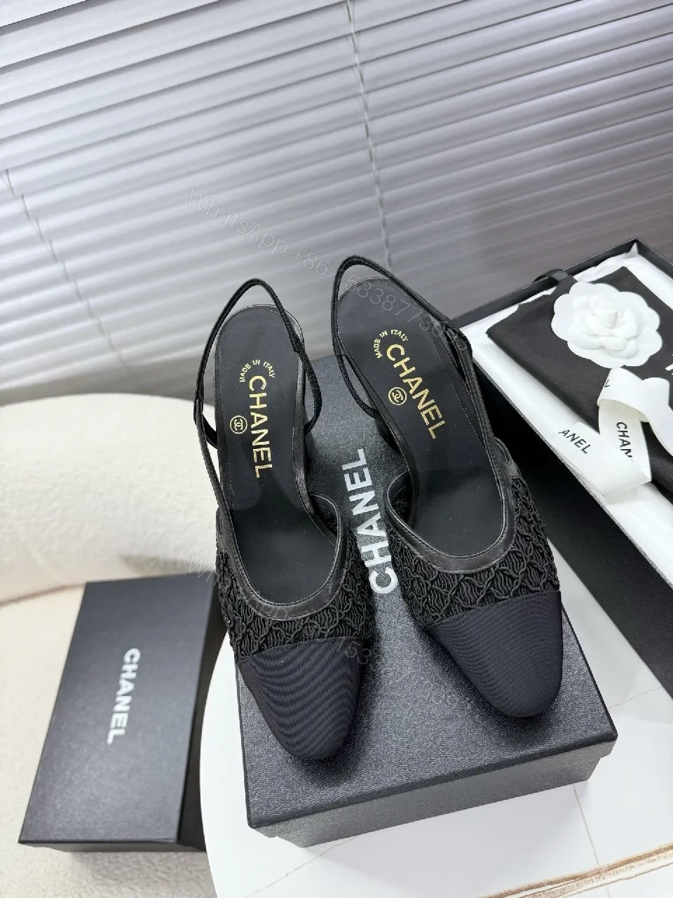 Textured Slingback Flats: All-Day Luxury, Black Knit — view 1