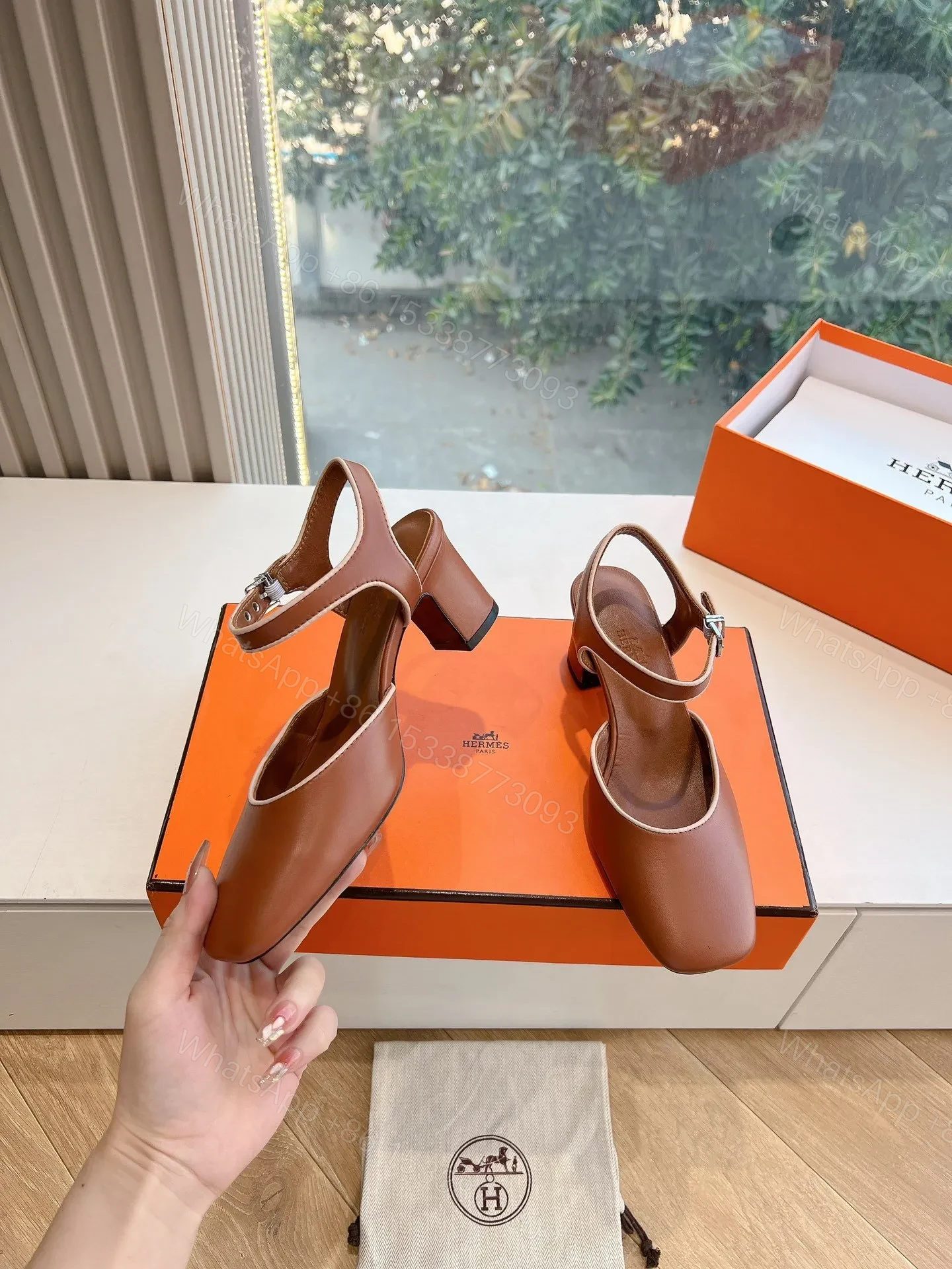 View 2 of Hermes Women Brown Leather Heels