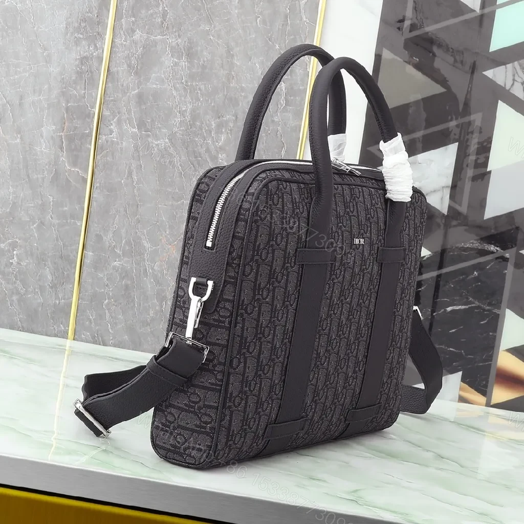 View 4 of Monogram Textured Leather-Suede Messenger Bag