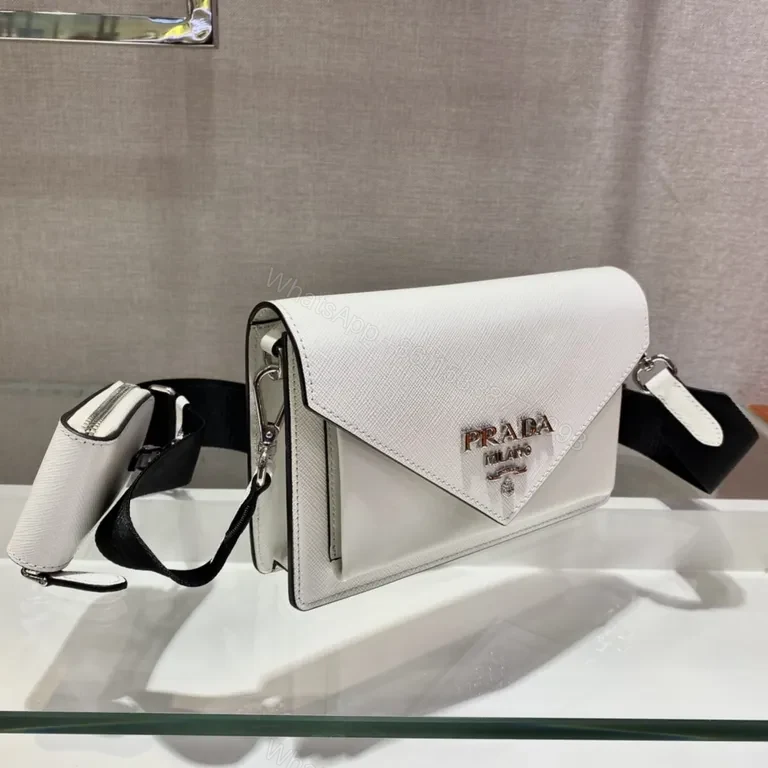 View 5 of White Prada Milano Crossbody: Luxe Saffiano Bag, Minimalist Chic