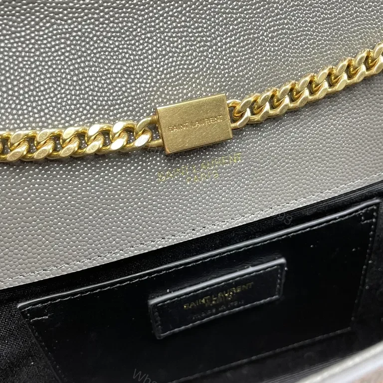 View 6 of Compact Luxury Crossbody: Soft Grain Leather, Gold YSL Logo Tassel