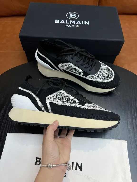 View 4 of Sleek Knit Runner: Balmain-Inspired Luxury High Tops