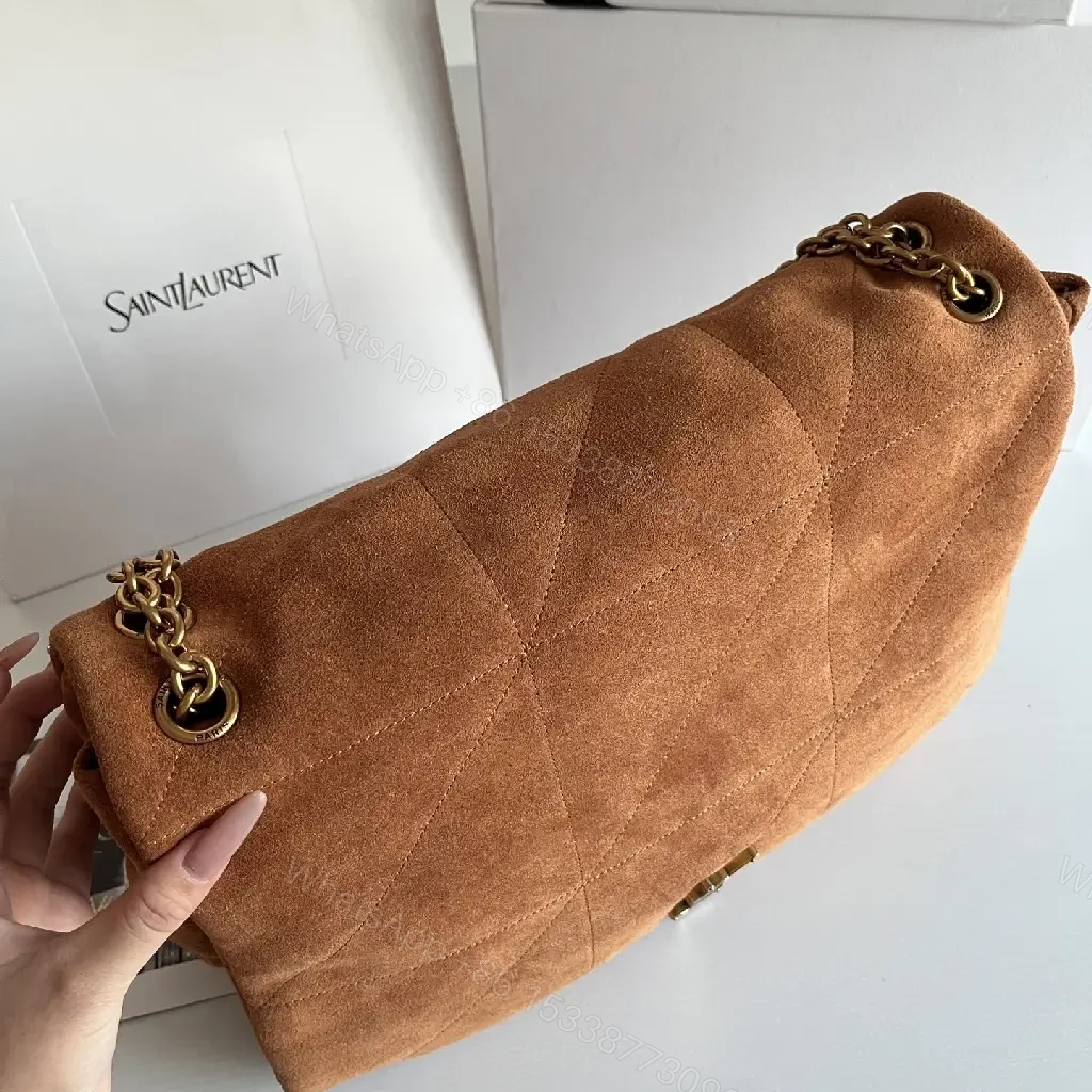 View 7 of Soft-Touch Suede Quilted Shoulder Bag, Gold Hardware, Everyday Luxe