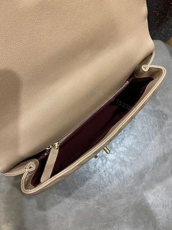 View 9 of Chic Quilted Midi Satchel - Gold Logo Hardware Bag