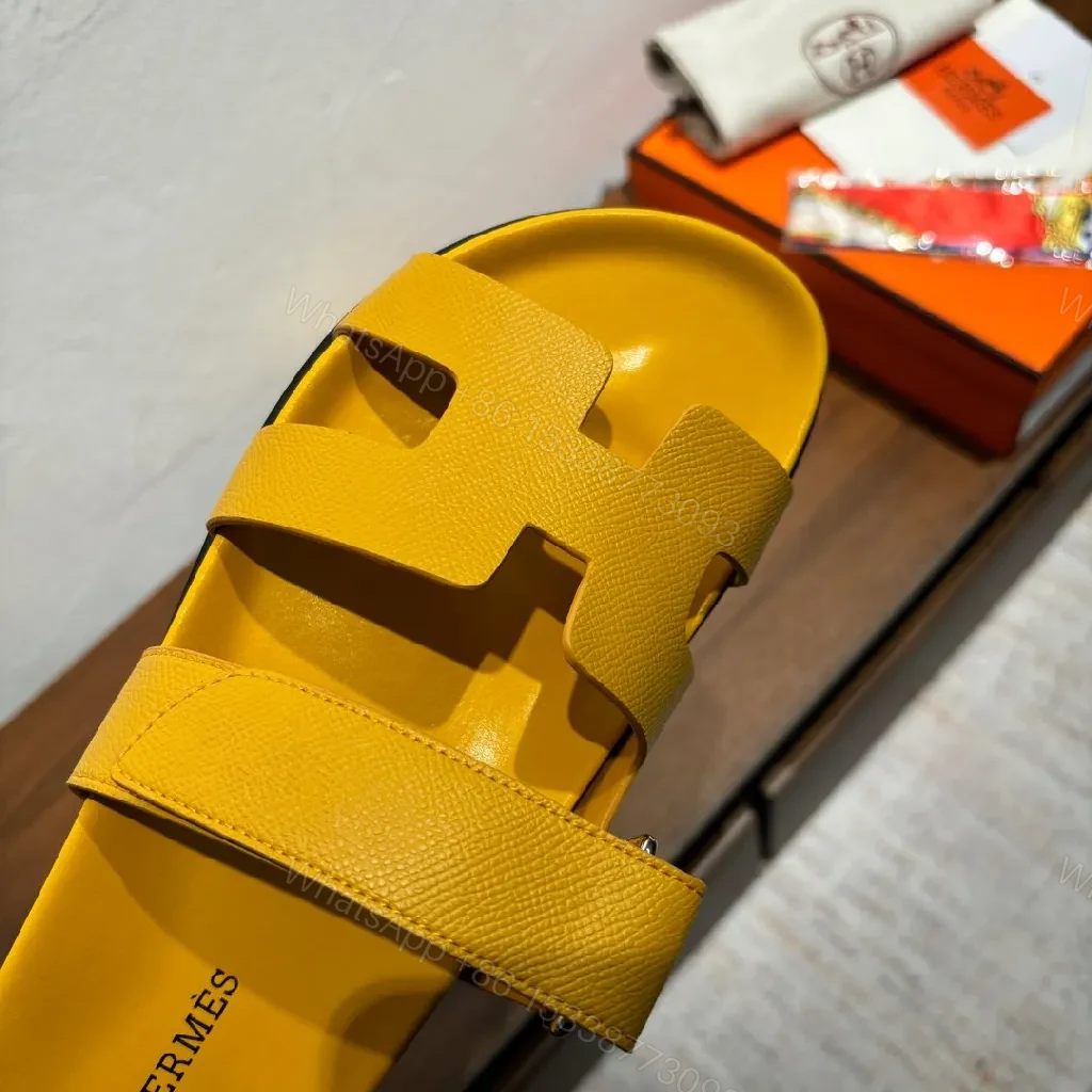 View 6 of Sunny Yellow Leather-Style Sandals with Signature Cutouts