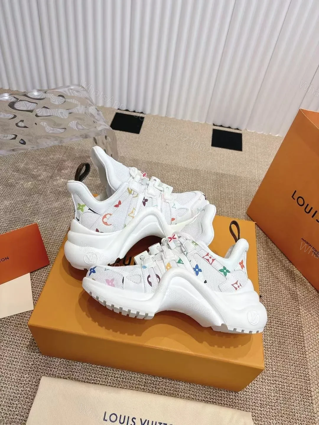 View 6 of LV Women White Mesh Embellished Sneakers