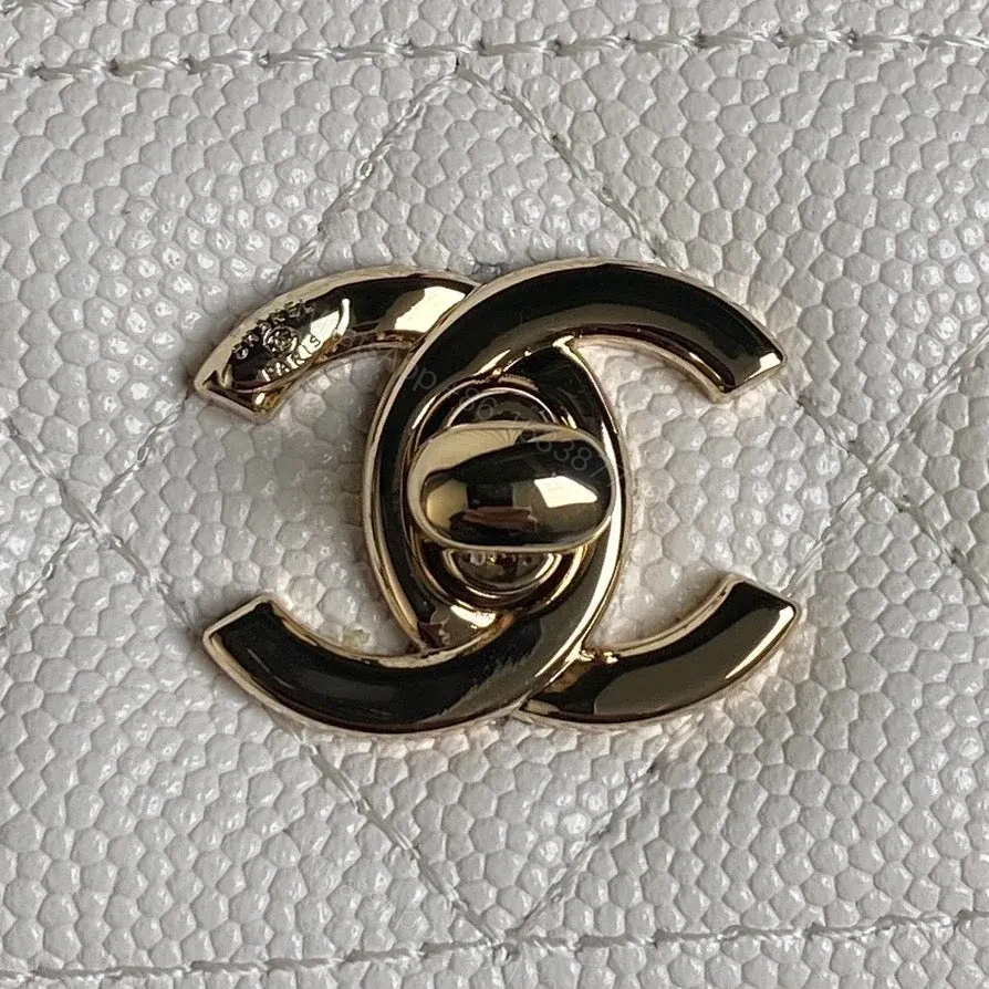 View 8 of CHANEL 25C FLAP BAG 18 IN WHITE SHINY GRAINED CALFSKIN GOLD HARDWARE