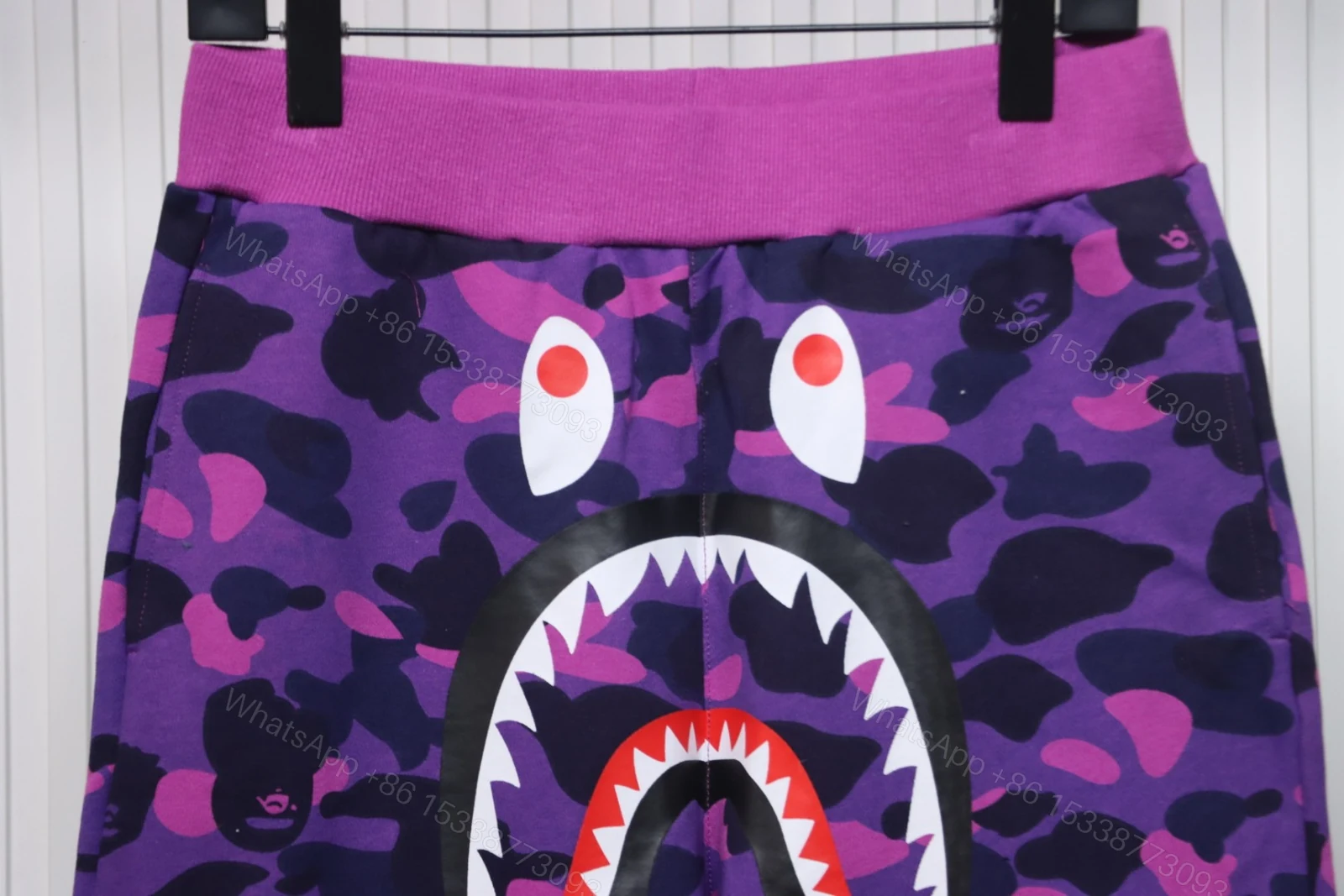 View 2 of Bape Camo Shark Shorts Purple