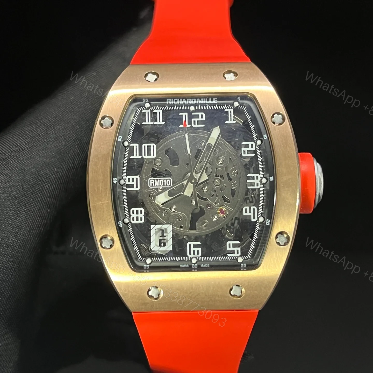 View 2 of Luxury Skeleton Automatic Red Strap Watch RM010-SKELETON-2026