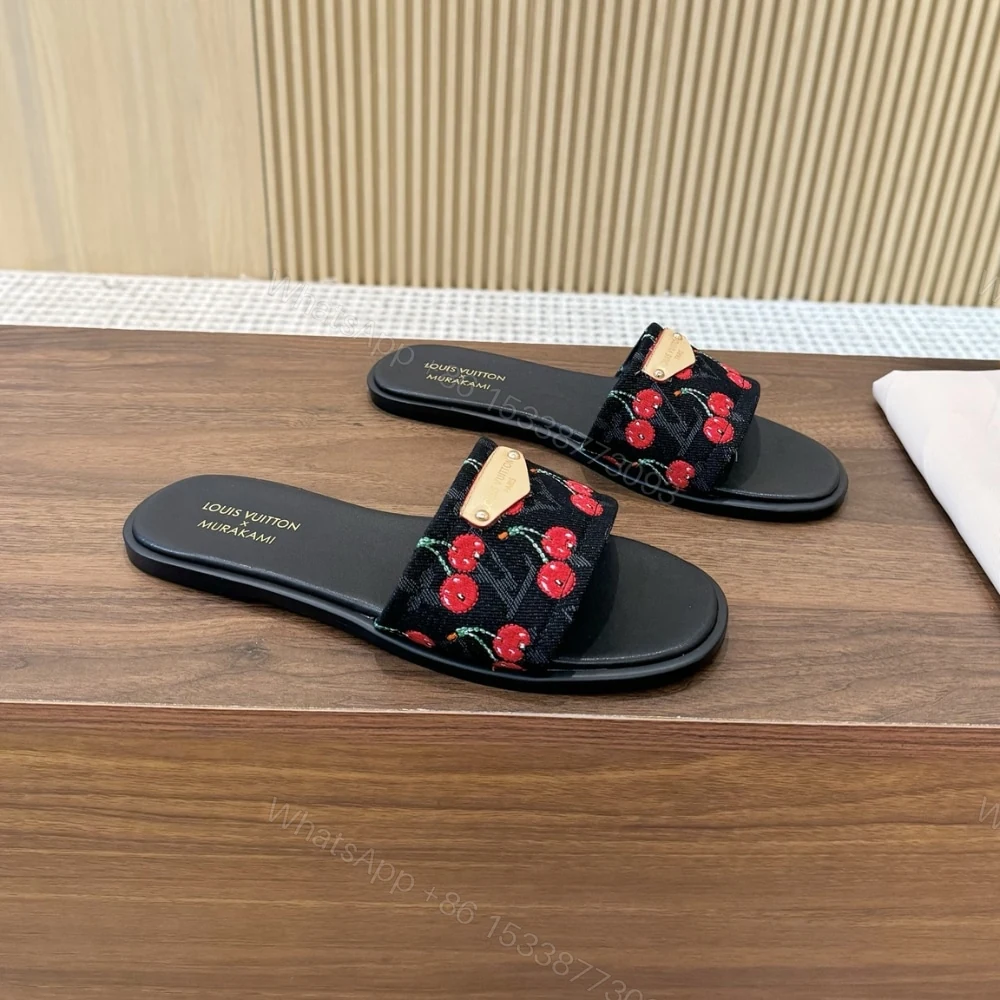 View 2 of LOUIS VUITTON X TAKASHI MURAKAMI LILY FLAT MULE BLACK