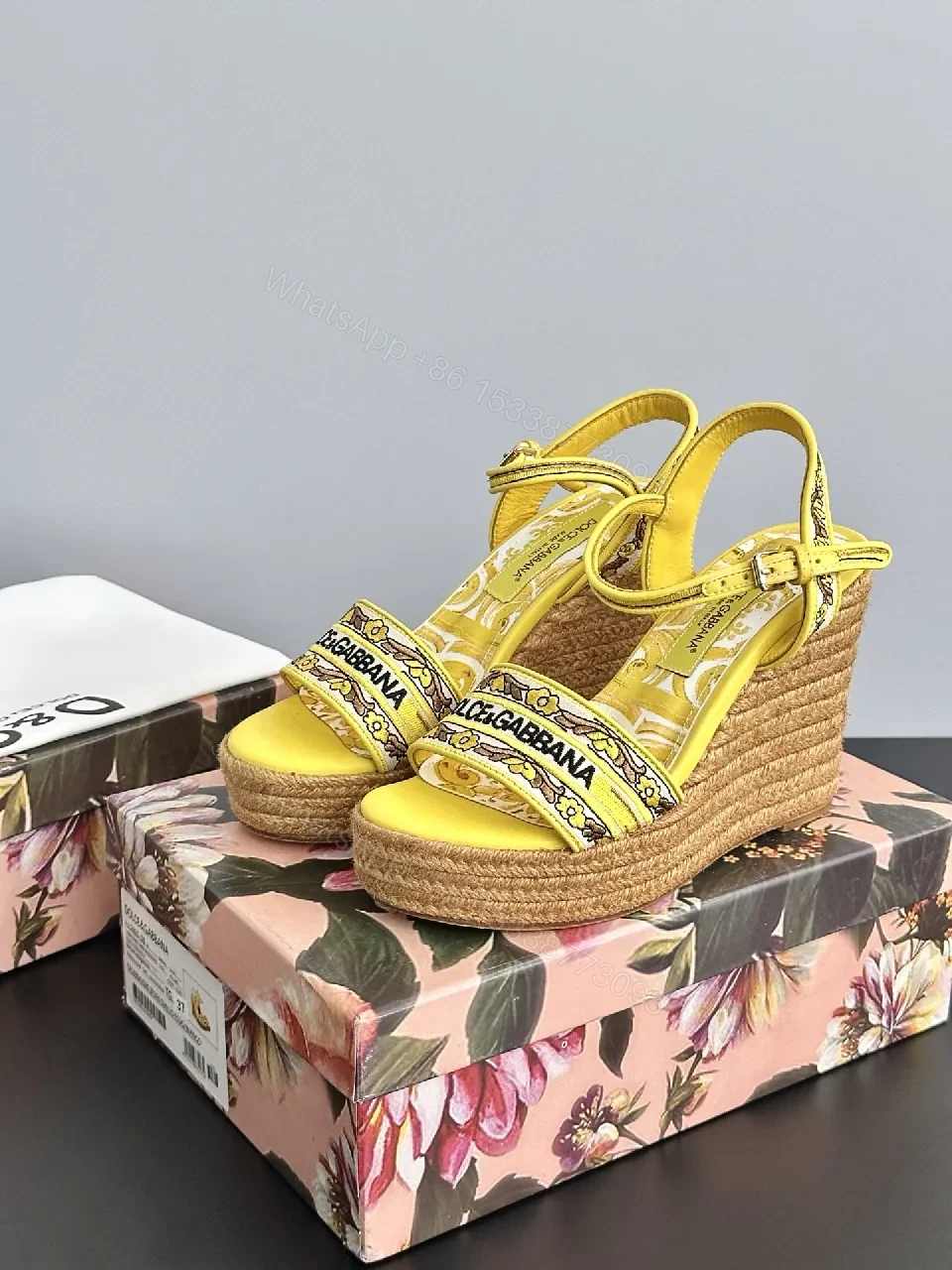 View 7 of Yellow Velvet-Logo Platform Sandals: Bold Summer Statement Pair