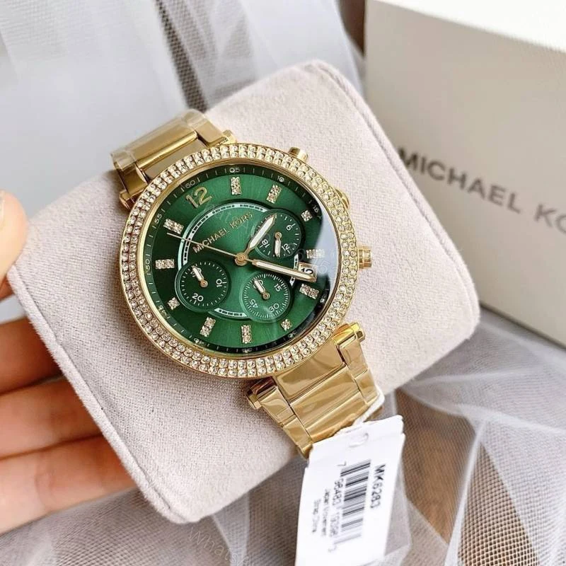 First Copy Michael Kors Parker Gold Green Watch For Women — view 1