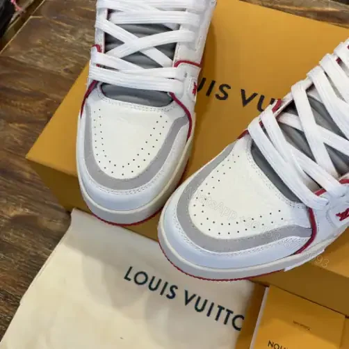 View 5 of LOUIS VUITTON LV TRAINER SNEAKERS IN WHITE AND RED – LSVT354