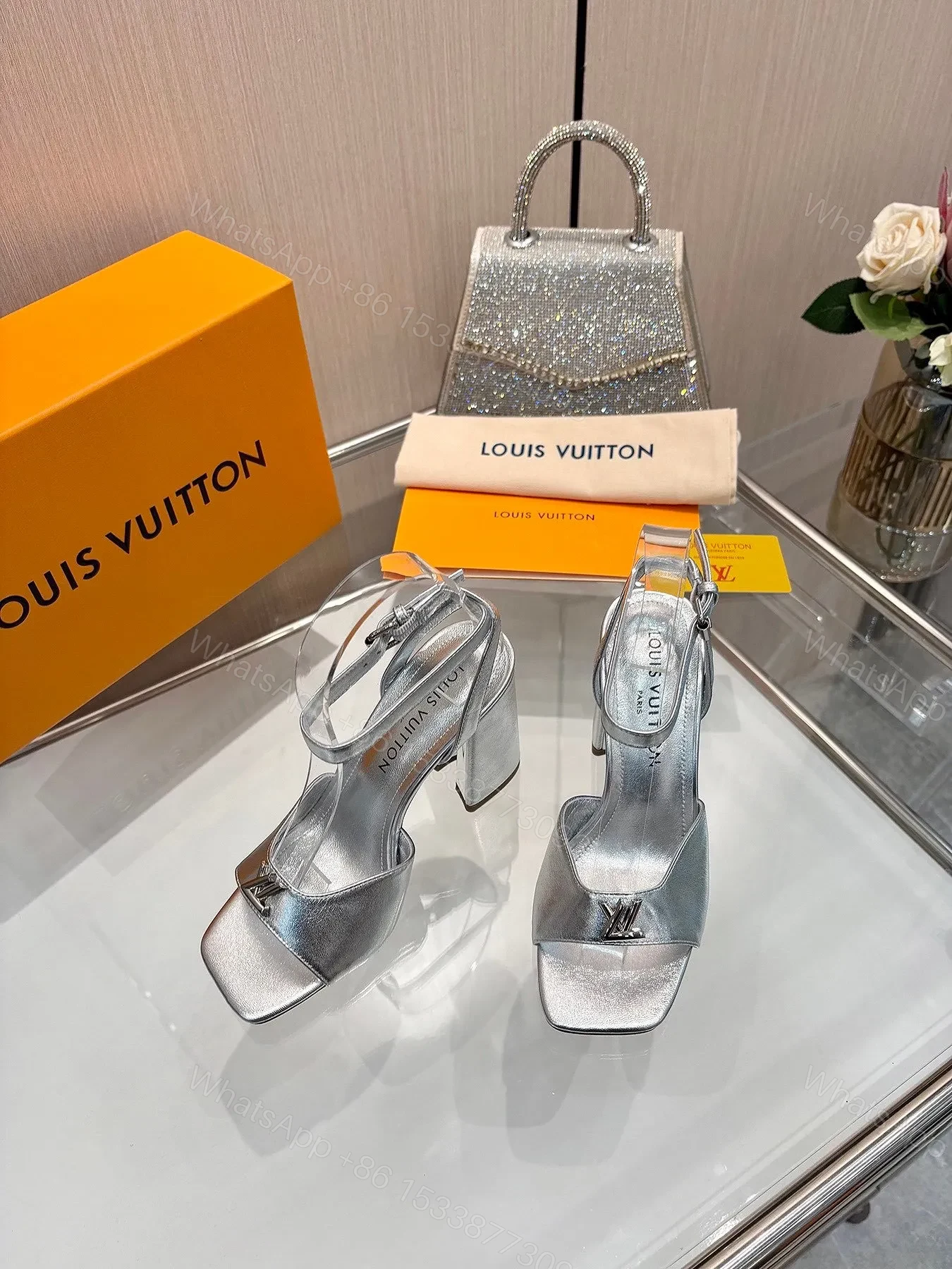 View 3 of LV Women Silver Leather Heels