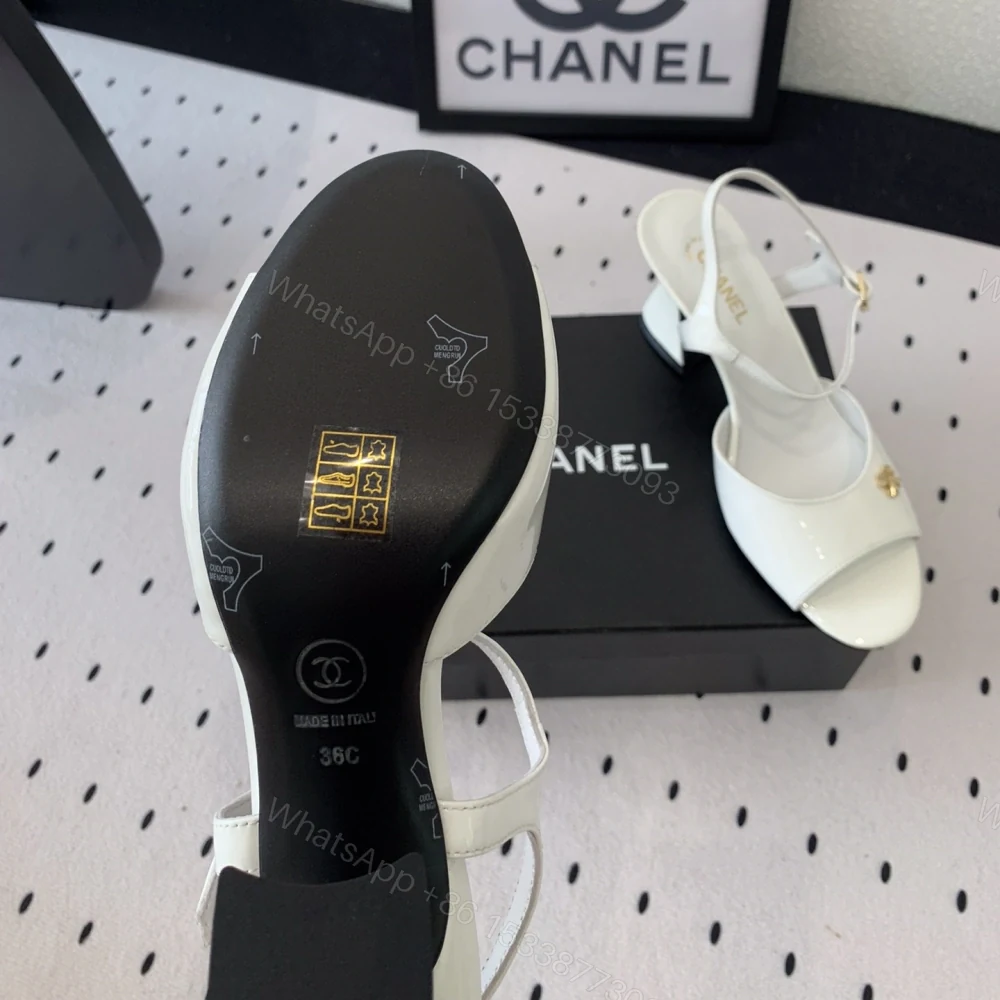 View 9 of 高仿Chanel*G45723A魚嘴高踭鞋漆皮白色5.5CM免檢版