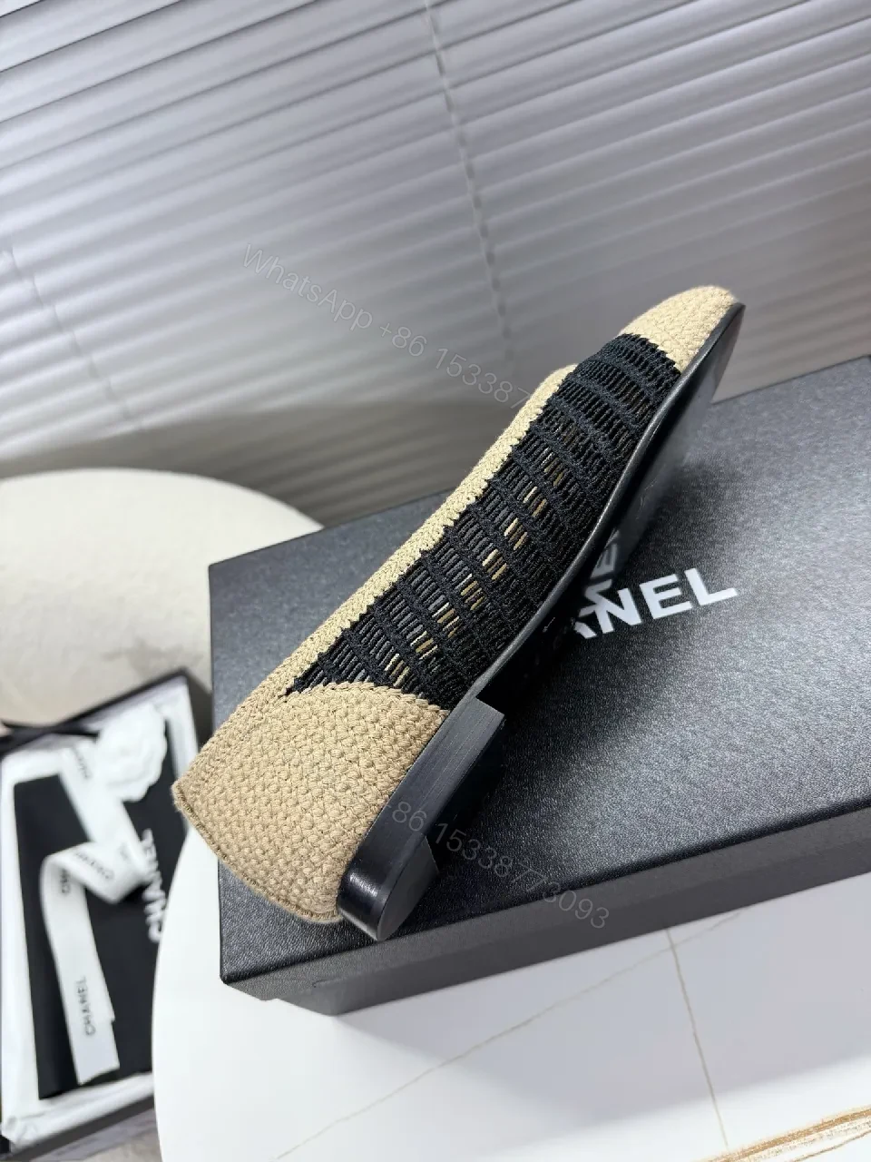View 3 of Textured Chanel-Influenced Espadrille Flats
