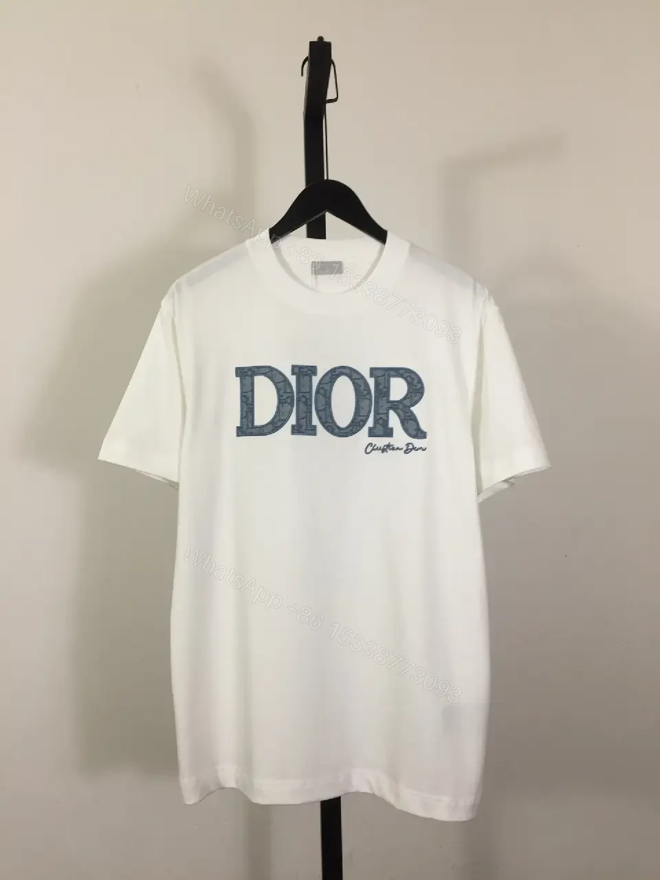View 7 of White T-Shirt Denim-Style DIOR Logo Casual Regular FitTee