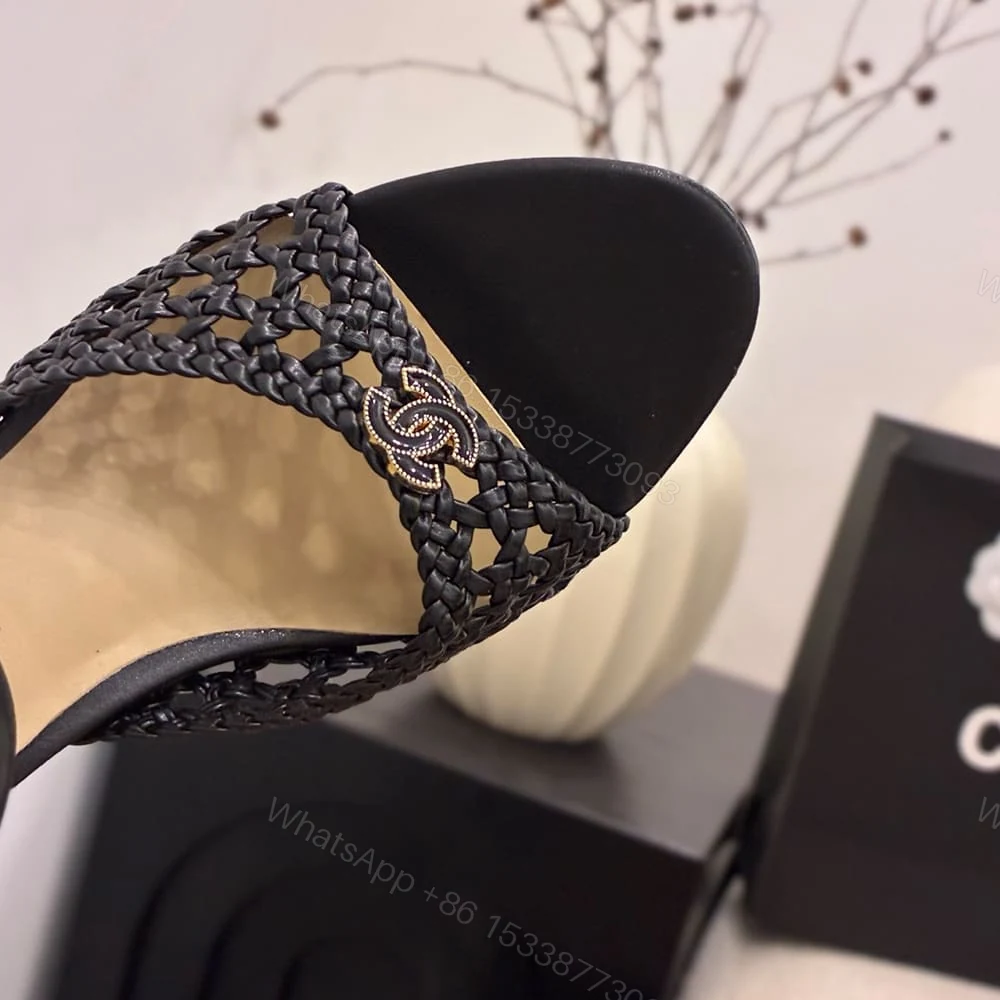 View 7 of CHANEL Braided Ankle-Strap Sandals 260238