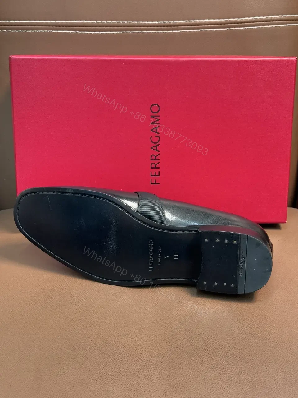 View 3 of Chic Textured Leather Loafer with Signature Hardware