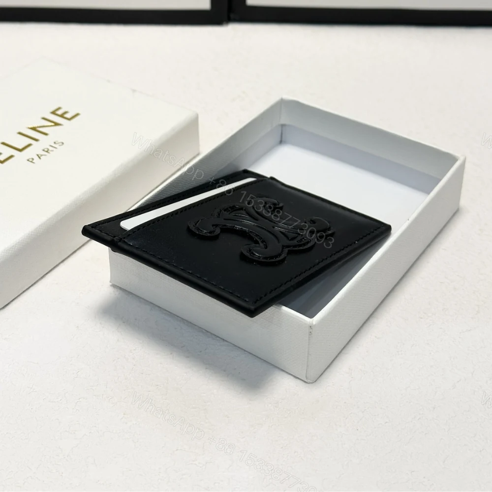 View 4 of CELINE CARD HOLDER IN SMOOTH LAMBSKIN TAN BLACK 9CM