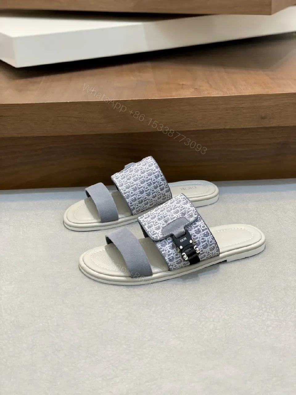 View 6 of Textured Jacquard Sandals: Suede Strap, Cushioned Comfort