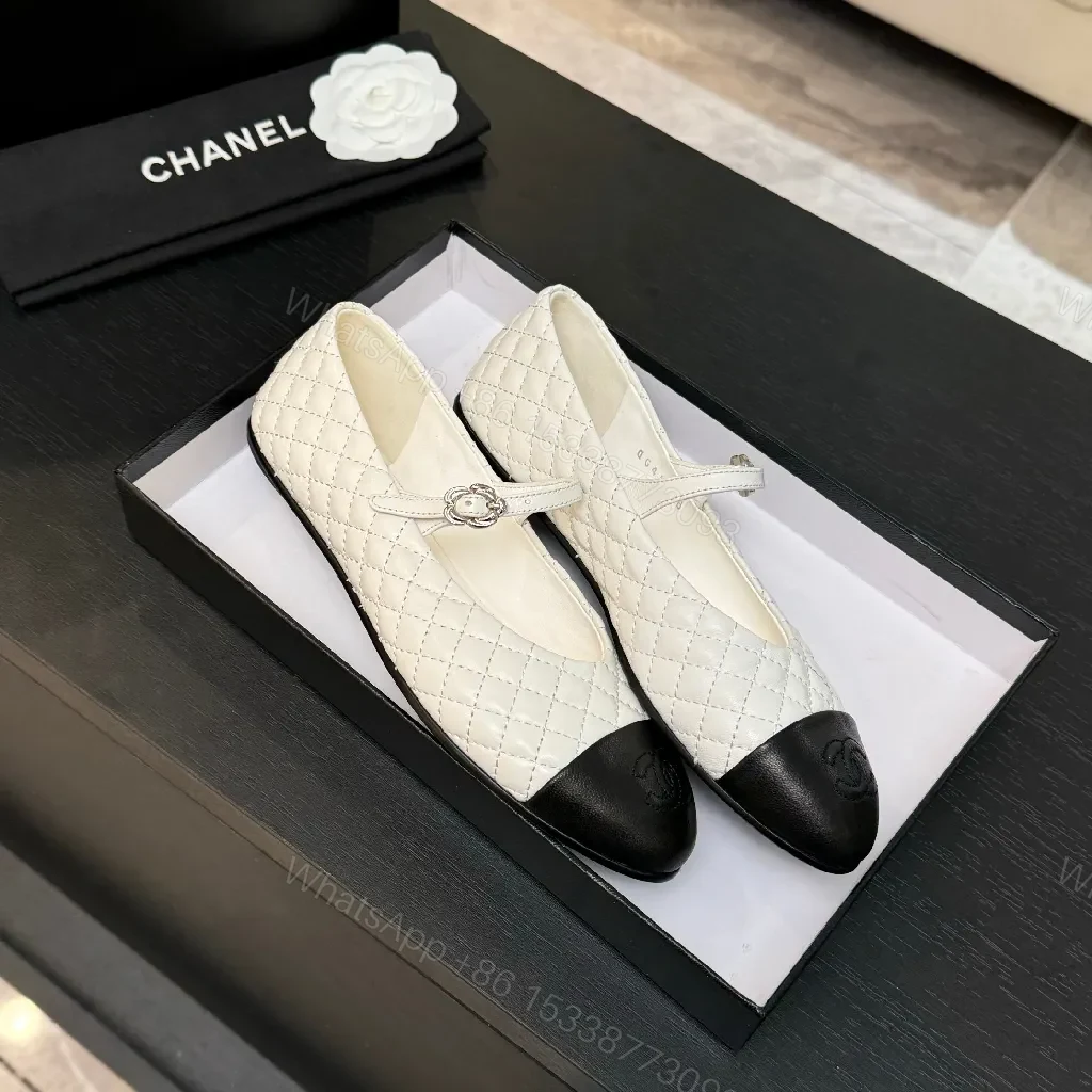 View 6 of Quilted Two-Tone Mary Jane Flats - All-Season Elegance