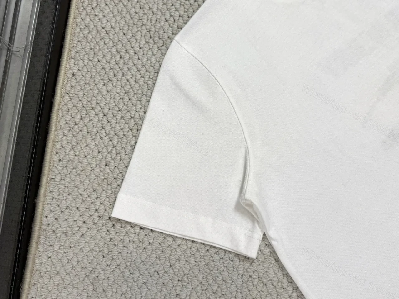 View 2 of White Cotton Tee with Metallic Crest Detailing, Premium Casual Style