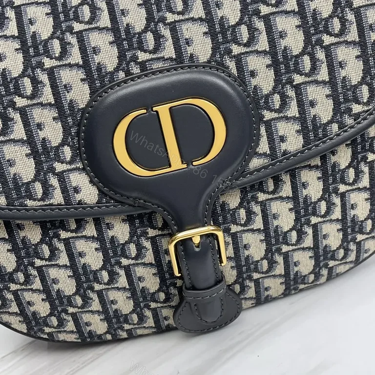 View 6 of Dior Oblique Mini Saddle Bag â€“ Gold Hardware, Leather Trim, Crossbody