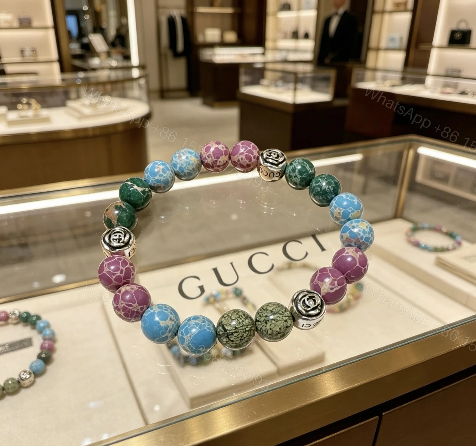 GUCCI 一比一 彩色天然石手鏈 拼色設計時尚款 個性百搭飾品 — view 1