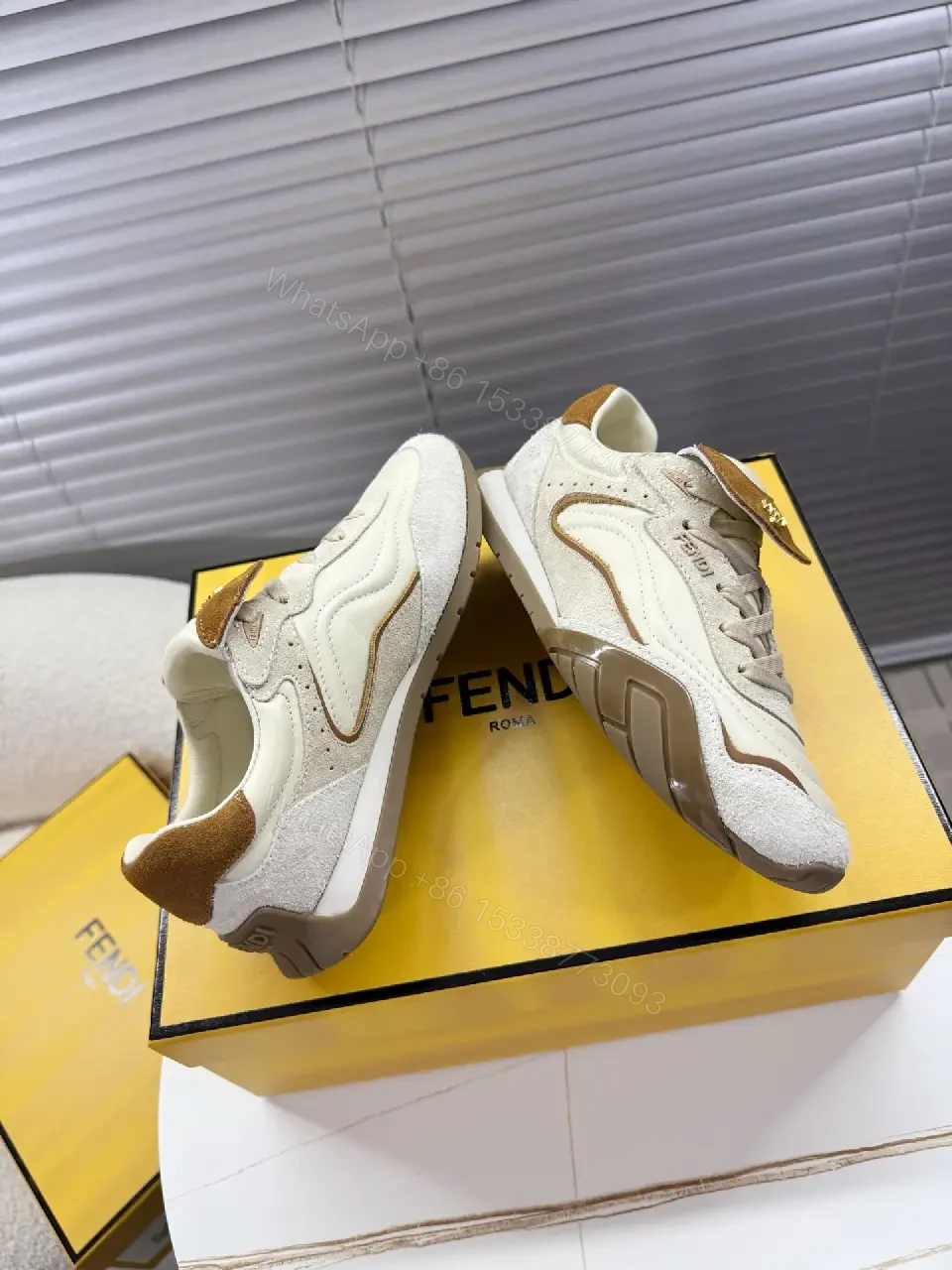 View 7 of White Leather Suede Casual Adjustable Velcro Fashion Sneaker