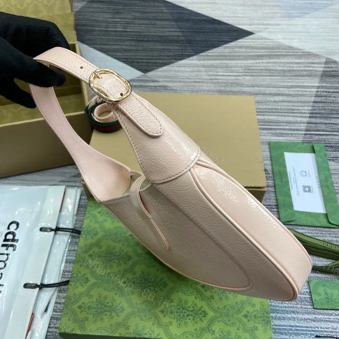 View 3 of JACKIE SMALL SHOULDER BAG 27 IN LIGHT PINK CRACKED LACQUER GOLD HARDWARE