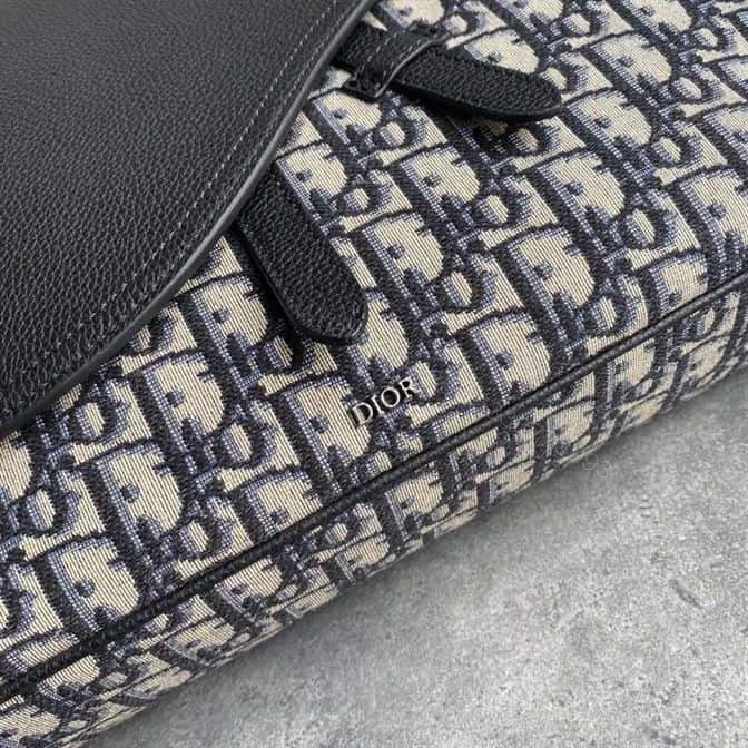 View 4 of BEIGE AND BLACK DIOR OBLIQUE JACQUARD AND BLACK GRAINED CALFSKIN