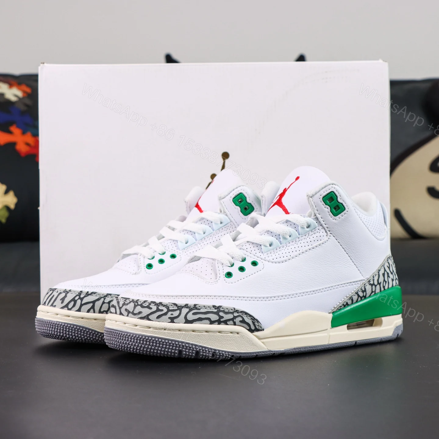AIR JORDAN 3 RETRO ‘Lucky Green’ Reps — view 1