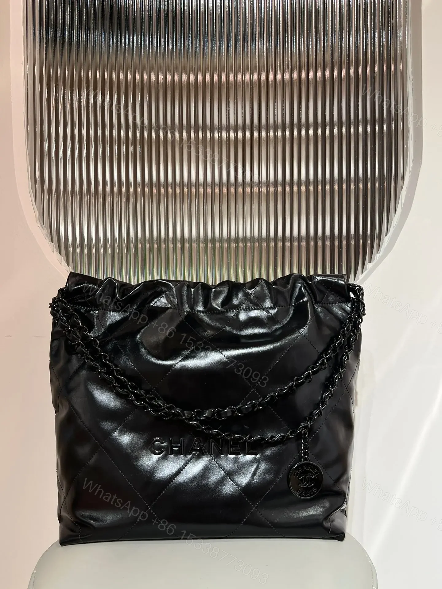 View 7 of Chanel 22 Bag Black with Black Hardware