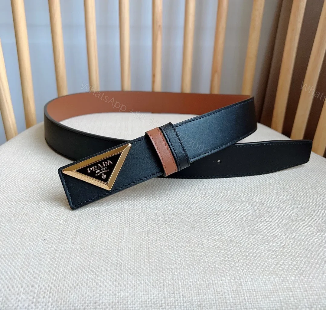 View 4 of Minimalist Leather Belt with Triangular Buckle—Premium