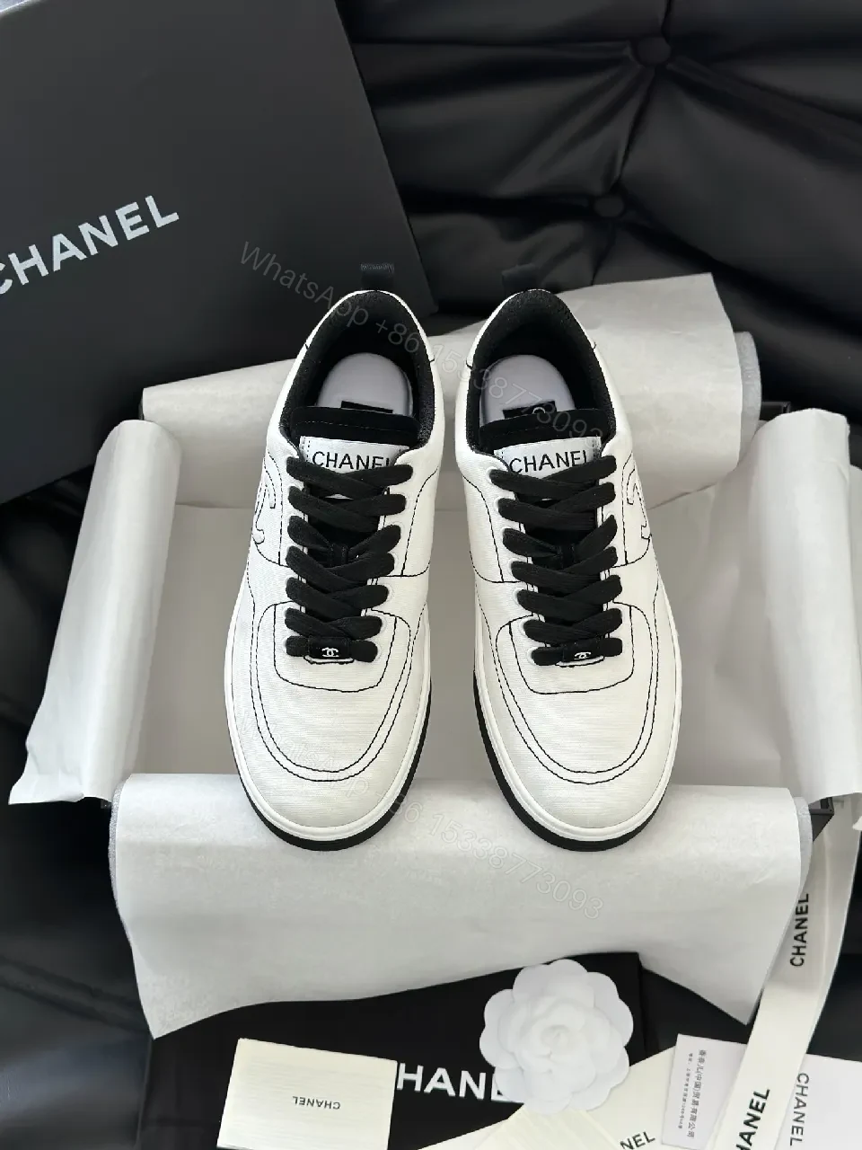 View 5 of Premium White Leather-like Low-Top Sneakers: Sleek, Comfortable, Versatile