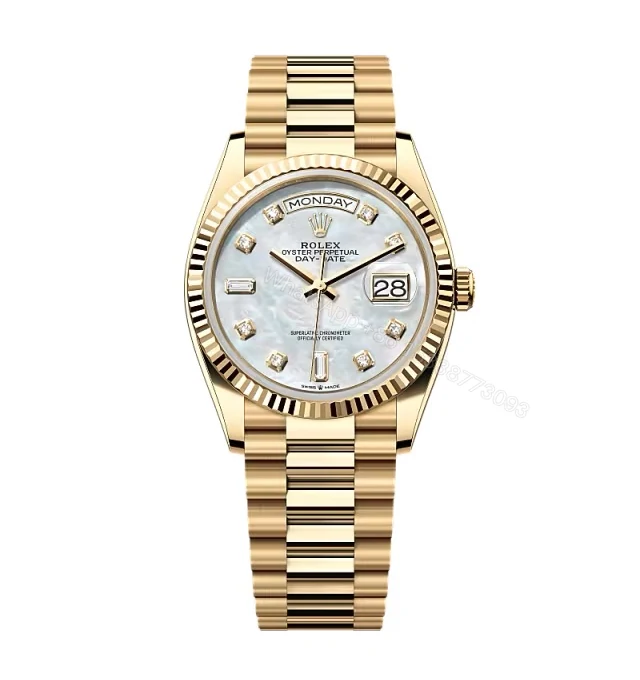 Superclone Rolex Day-Date White Mother-of-Pearl Diamond Dial 128238-0011 36 mm — view 1