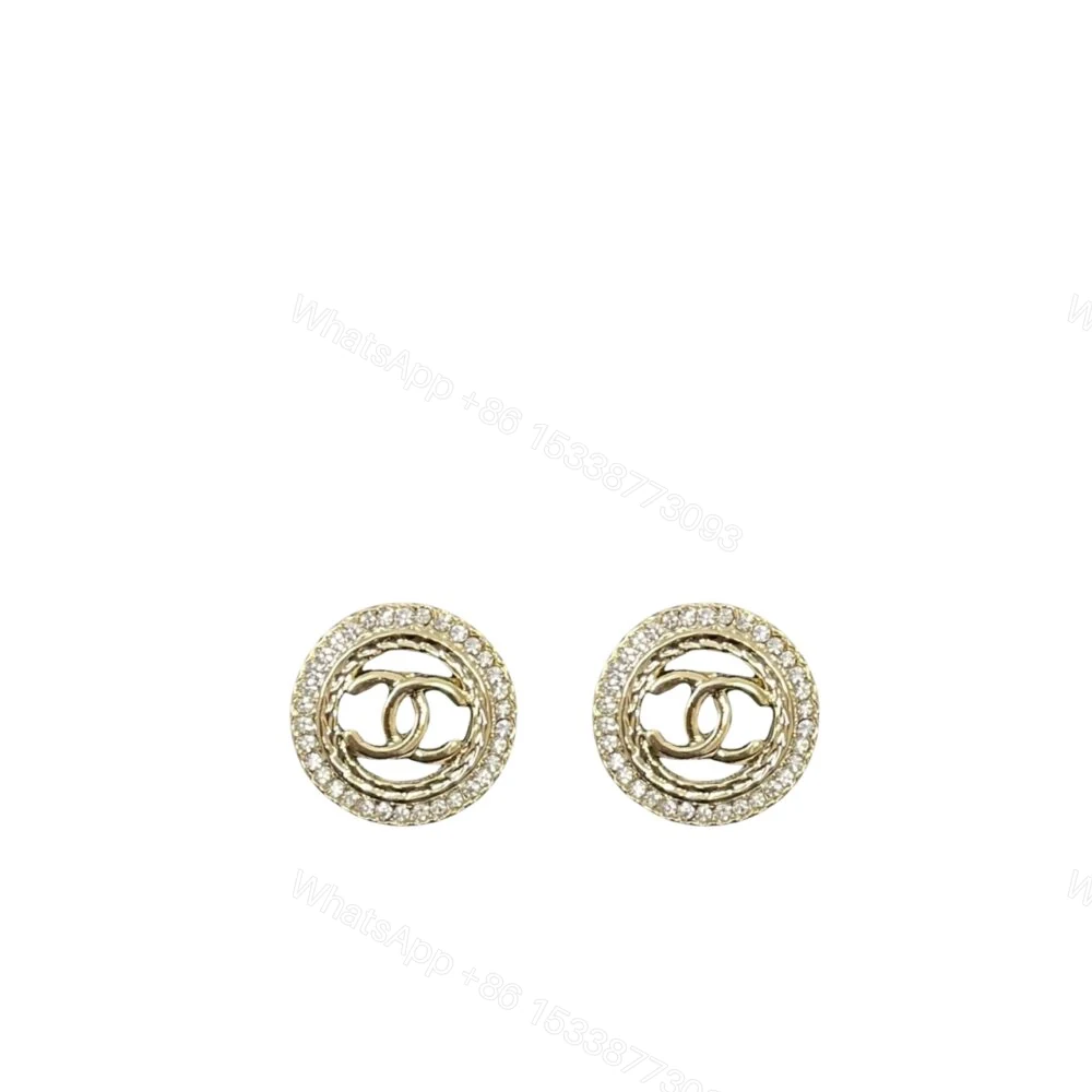 Chanel Round Stud Earrings Gold — view 1