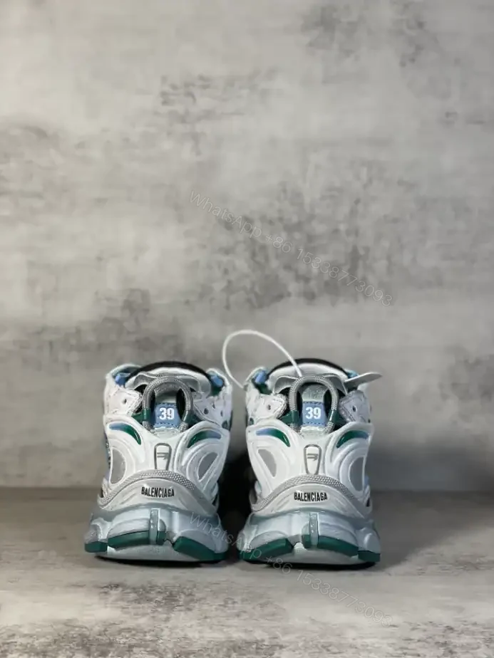 View 5 of BALENCIAGA RUNNER SNEAKER IN WHITE, GREEN AND BLUE MESH AND NYLON – BB268