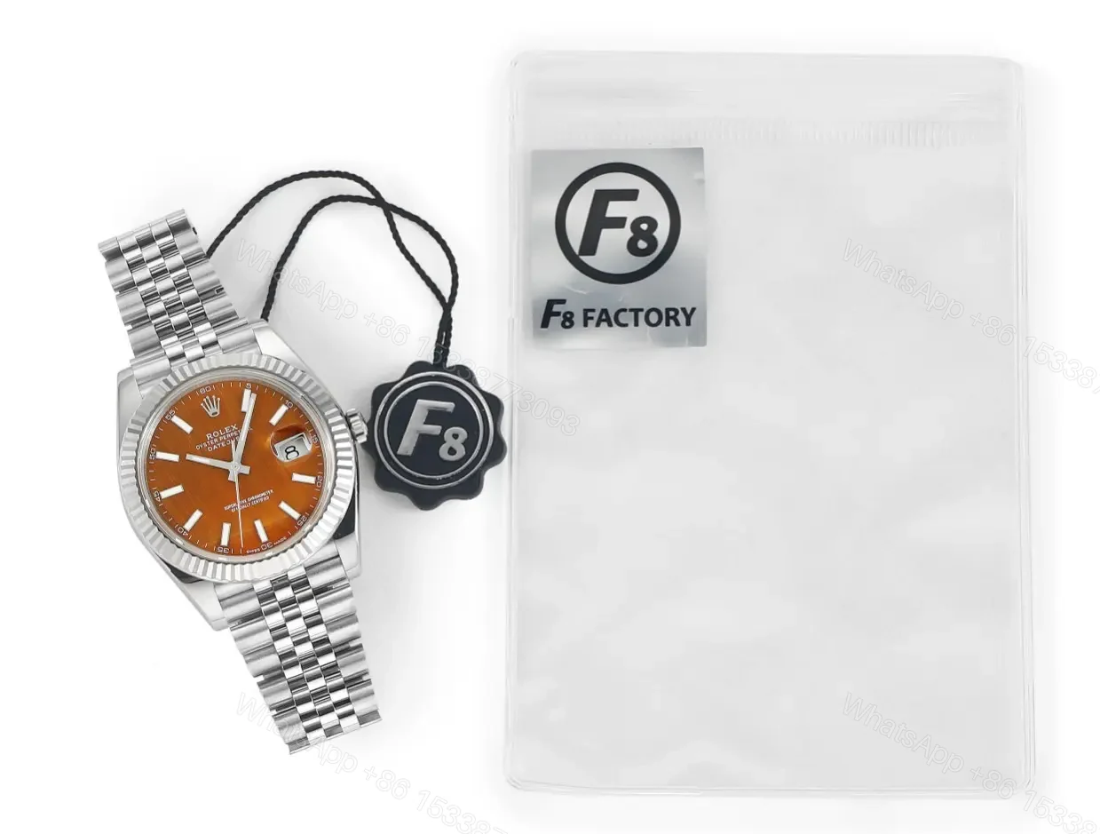 View 6 of Clean Factory – Rolex Datejust 41 Orange Custom Dial – Rolex 41mm Custom Orange Dial Watch – Rolex Datejust 41 Custom Orange Dial