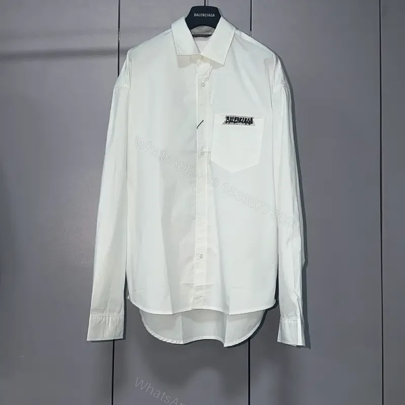White Cotton Classic Logo Patch Shirt — view 1